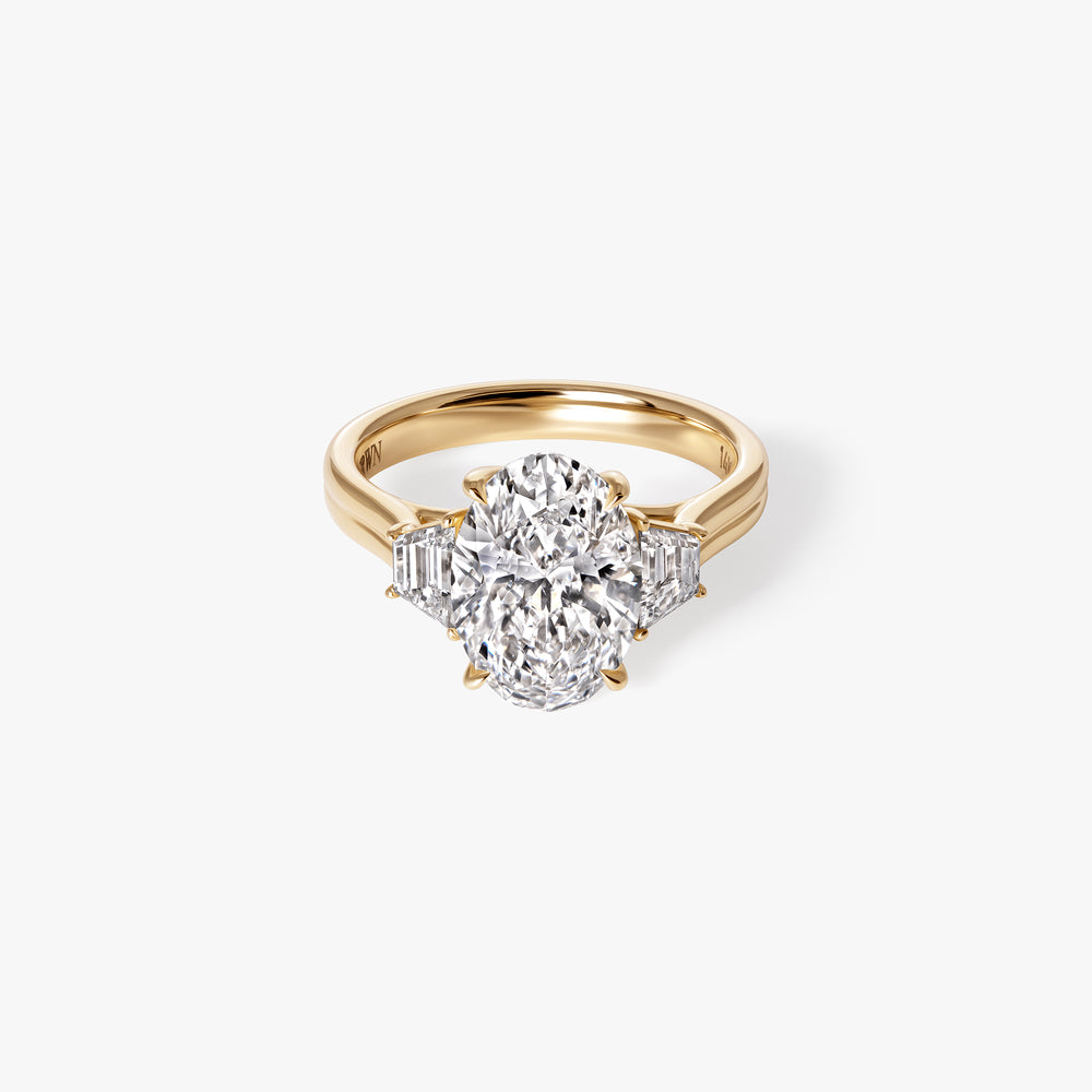 3.03CT Oval and Trapeziod Three Stone Engagment Ring