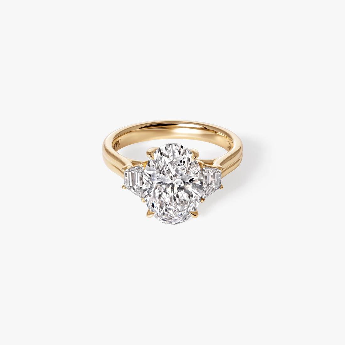 3.03CT Oval and Trapeziod Three Stone Engagment Ring