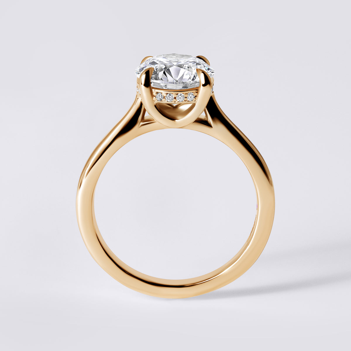 SORA 2.06CTW (2CT) ROUND UNDERHALO CARESS ROUNDED SHANK, YELLOW GOLD