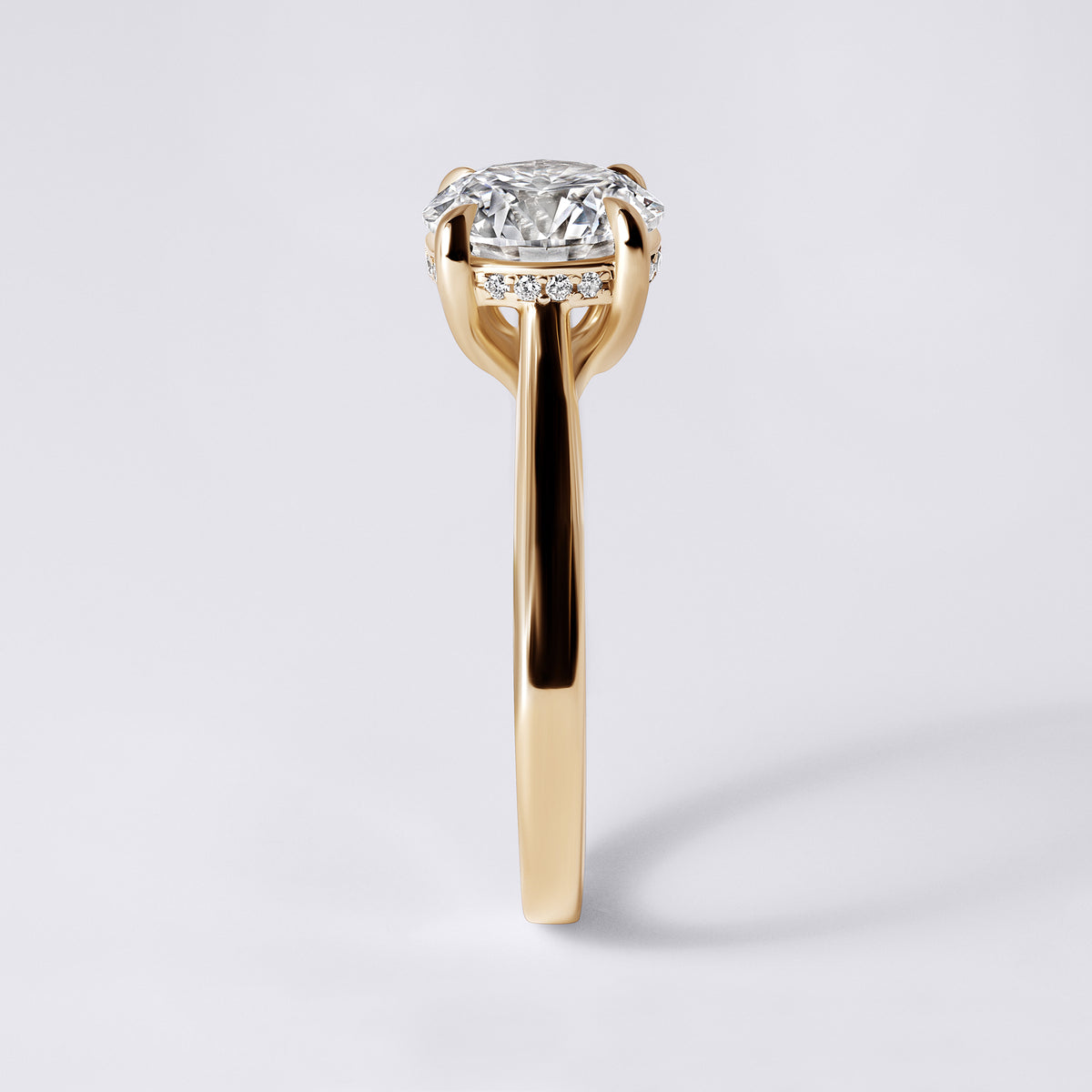 SORA 2.06CTW (2CT) ROUND UNDERHALO CARESS ROUNDED SHANK, YELLOW GOLD