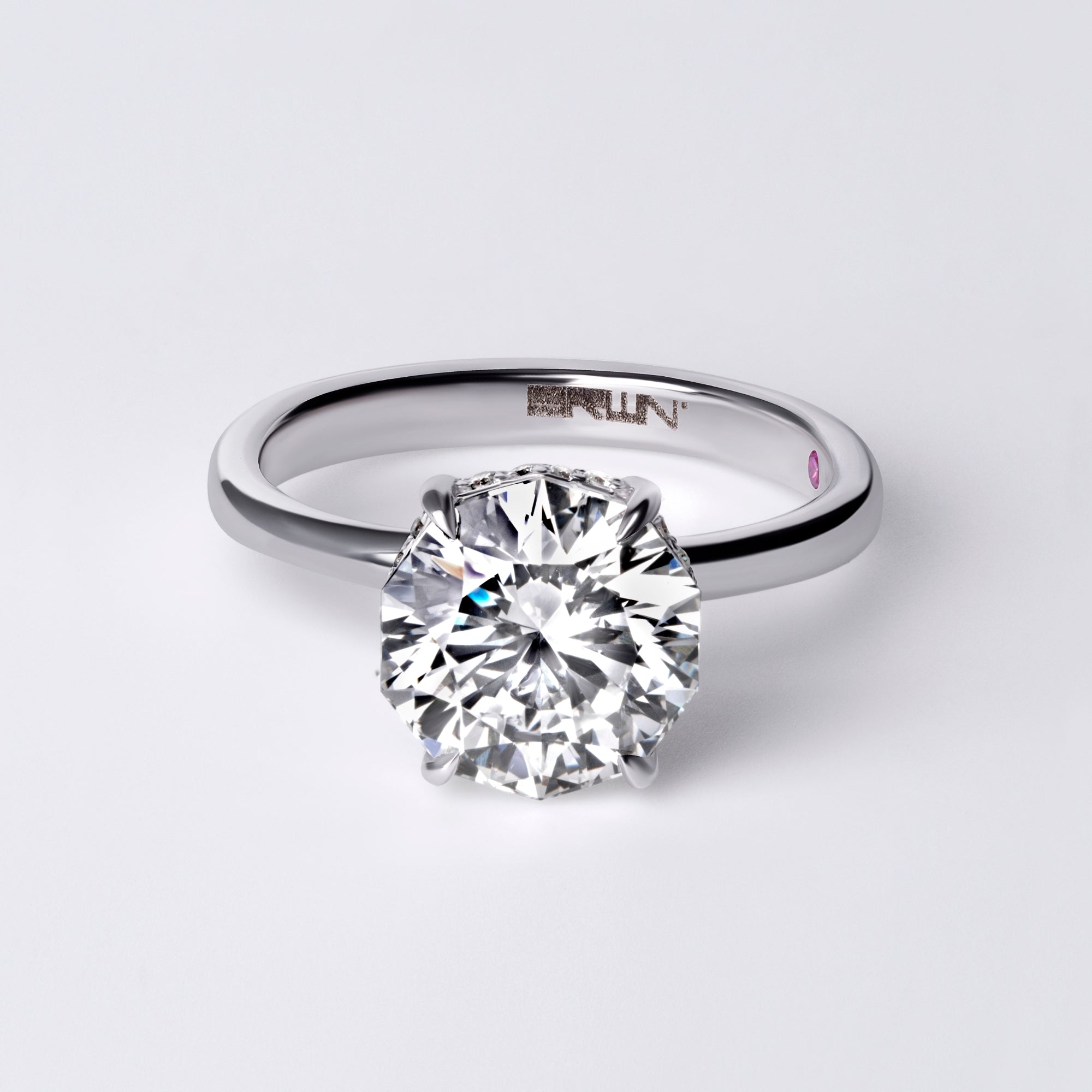 Sora 3.14CT Decagon Hidden Halo Engagement Ring, White Gold