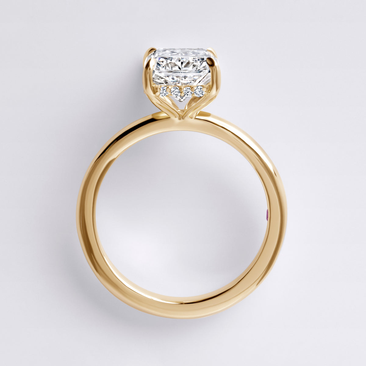 Sora 3.09CT Radiant Hidden Halo Engagement Ring, Yellow Gold