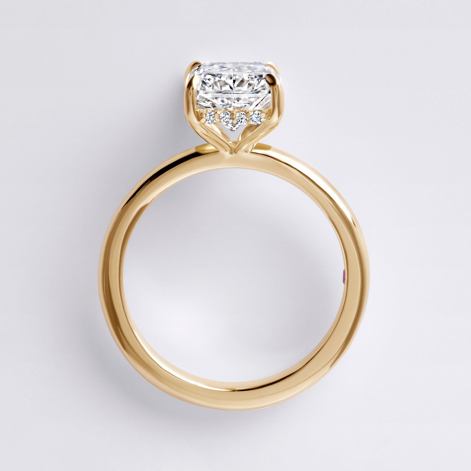 Sora 3.09CT Radiant Hidden Halo Engagement Ring, Yellow Gold