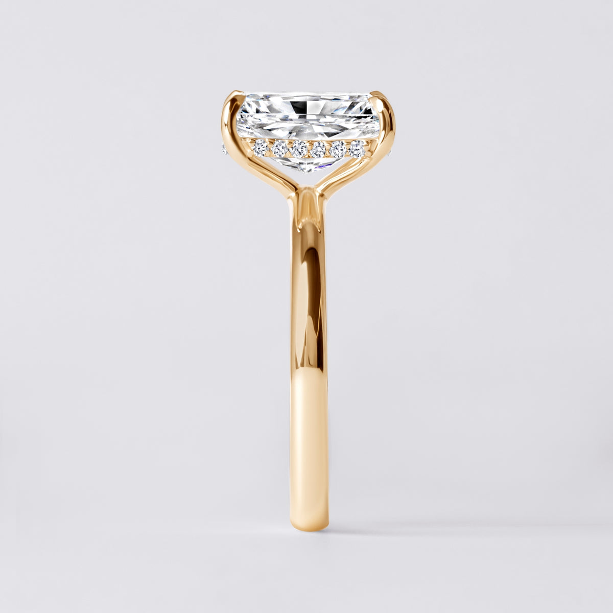 Sora 3.09CT Radiant Hidden Halo Engagement Ring, Yellow Gold