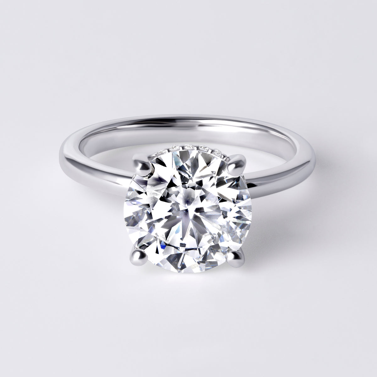 Sora 3.00CT Round Hidden Halo Engagement Ring, White Gold