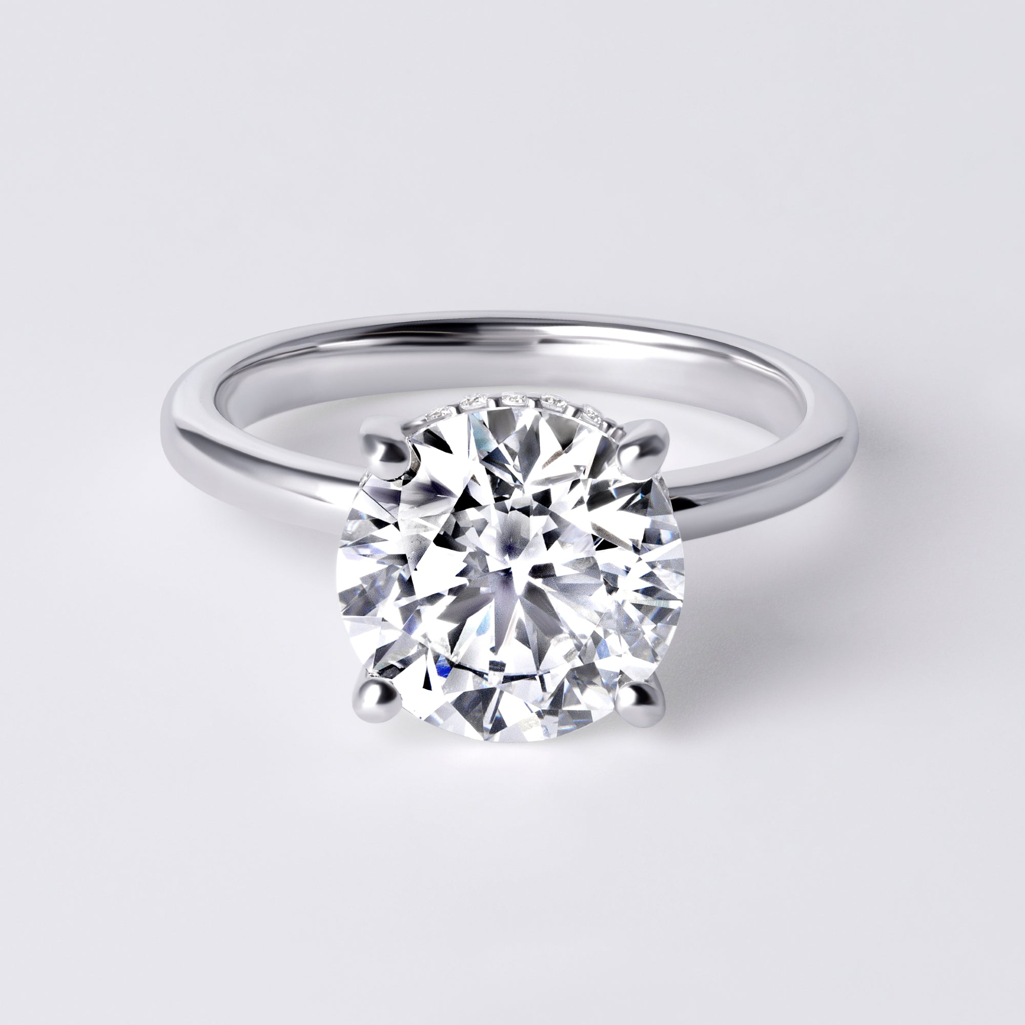 Sora 3.00CT Round Hidden Halo Engagement Ring, White Gold