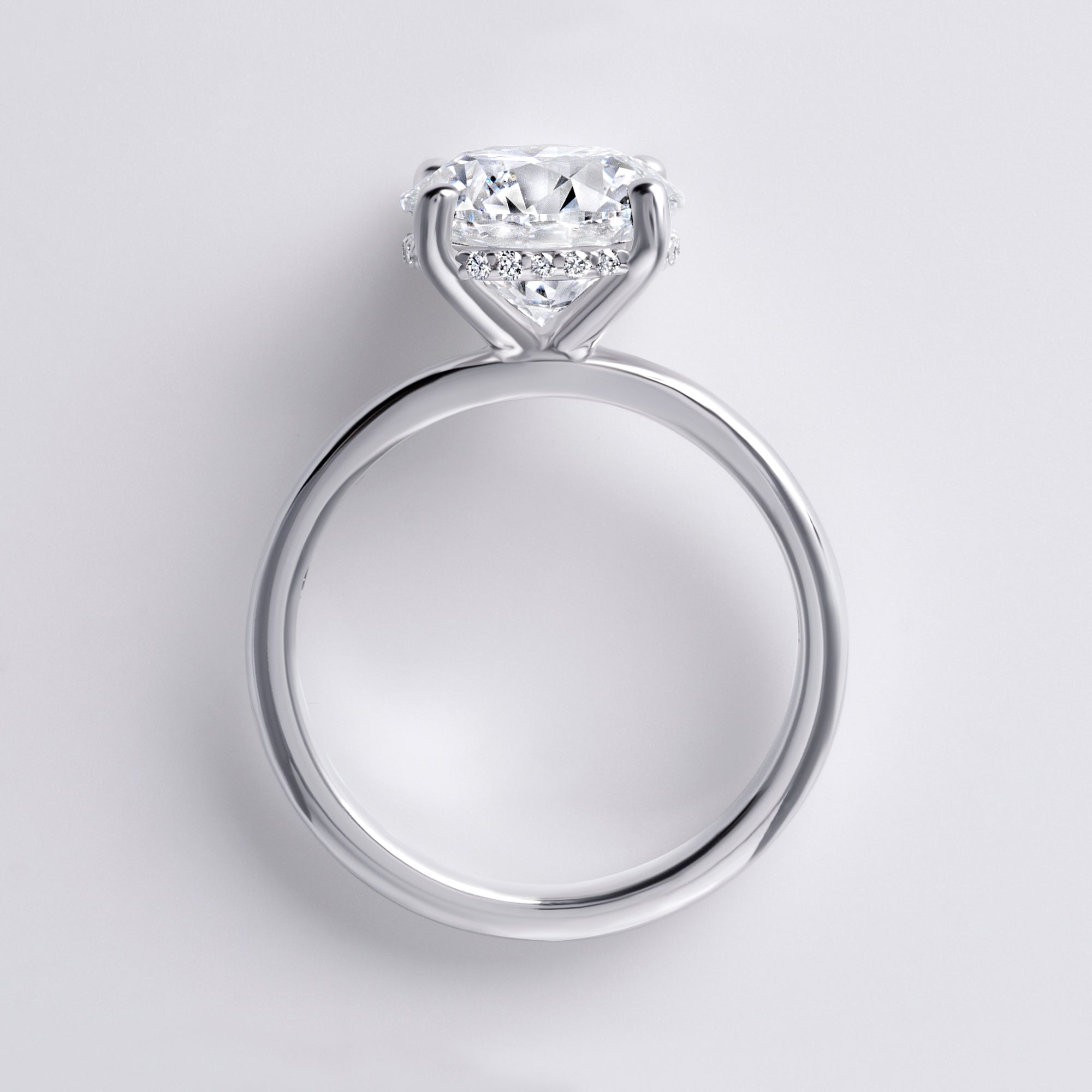 Sora 3.00CT Round Hidden Halo Engagement Ring, White Gold