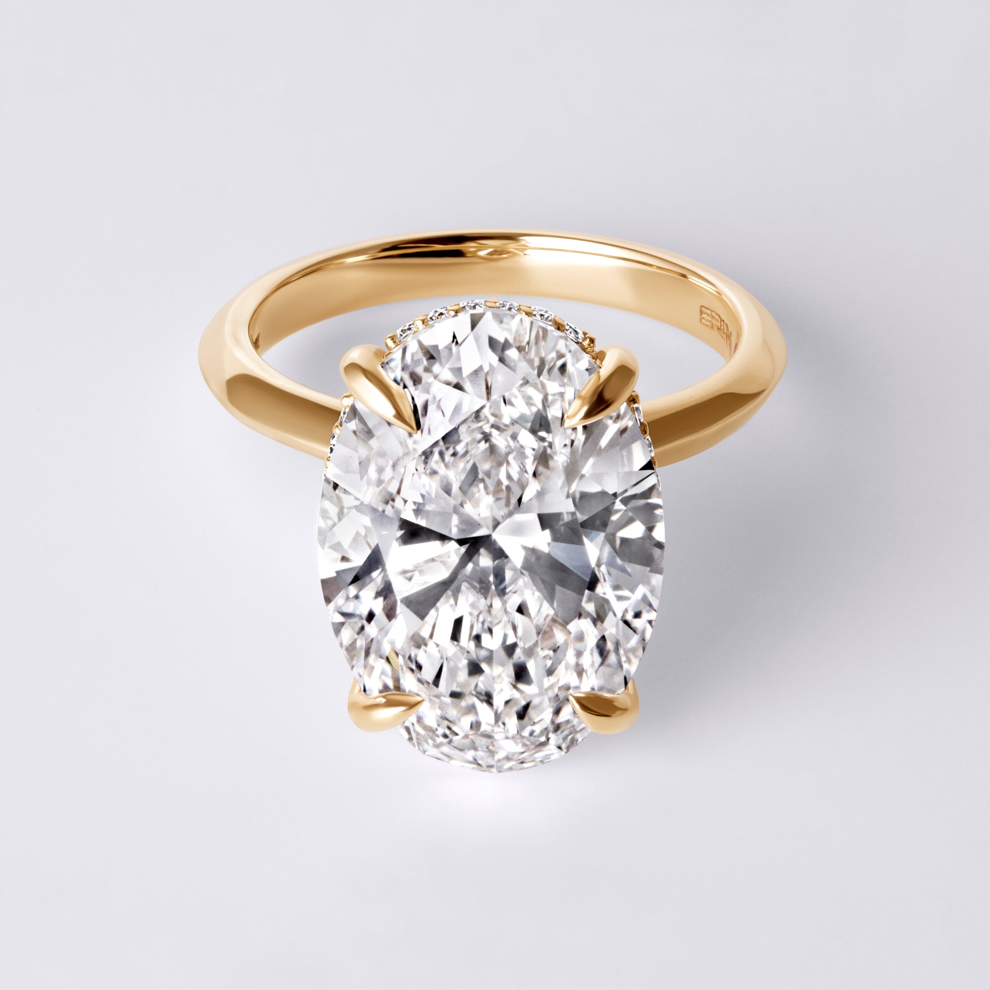 Sora 8.17CT Oval Hidden Halo Engagement Ring, Yellow Gold