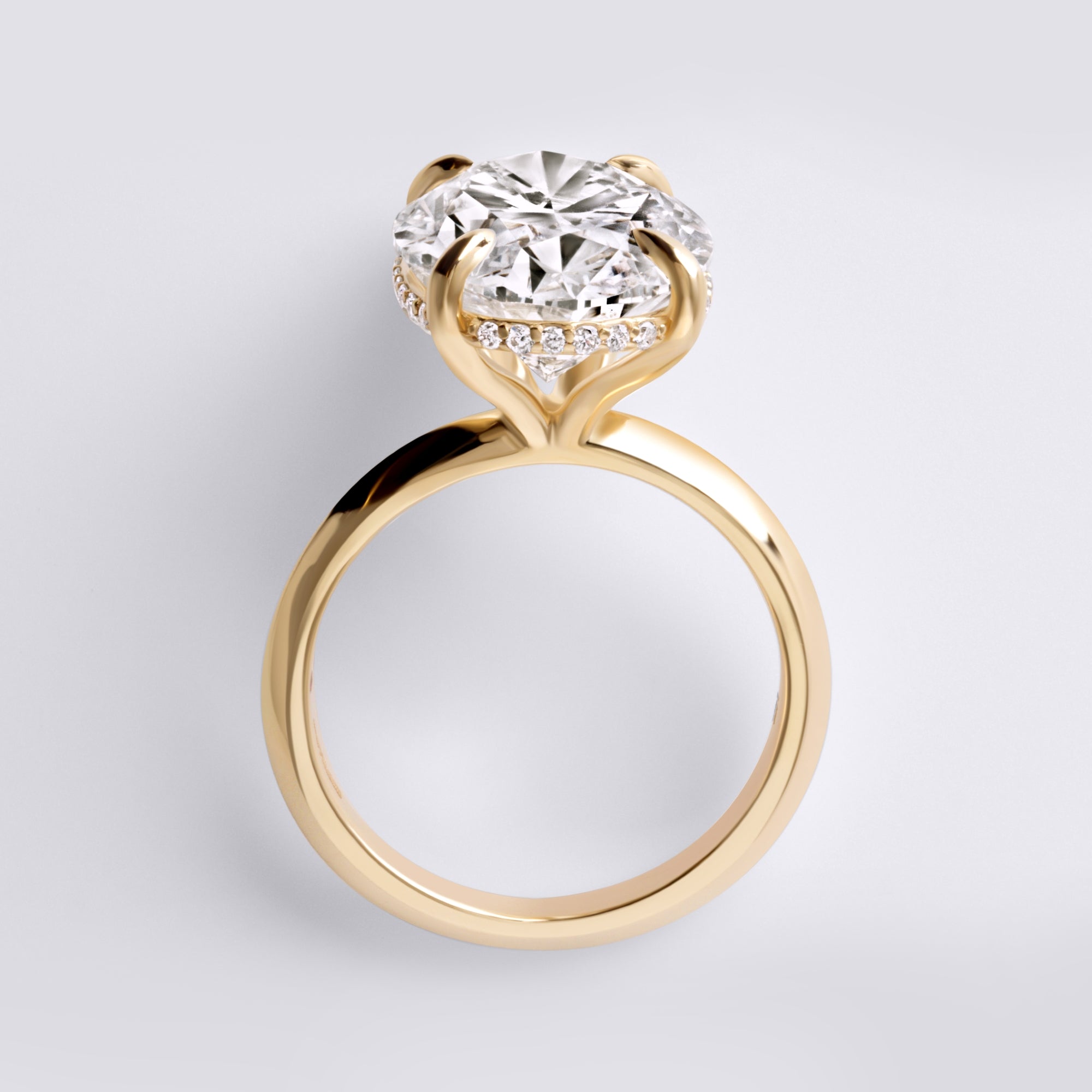 Sora 8.17CT Oval Hidden Halo Engagement Ring, Yellow Gold