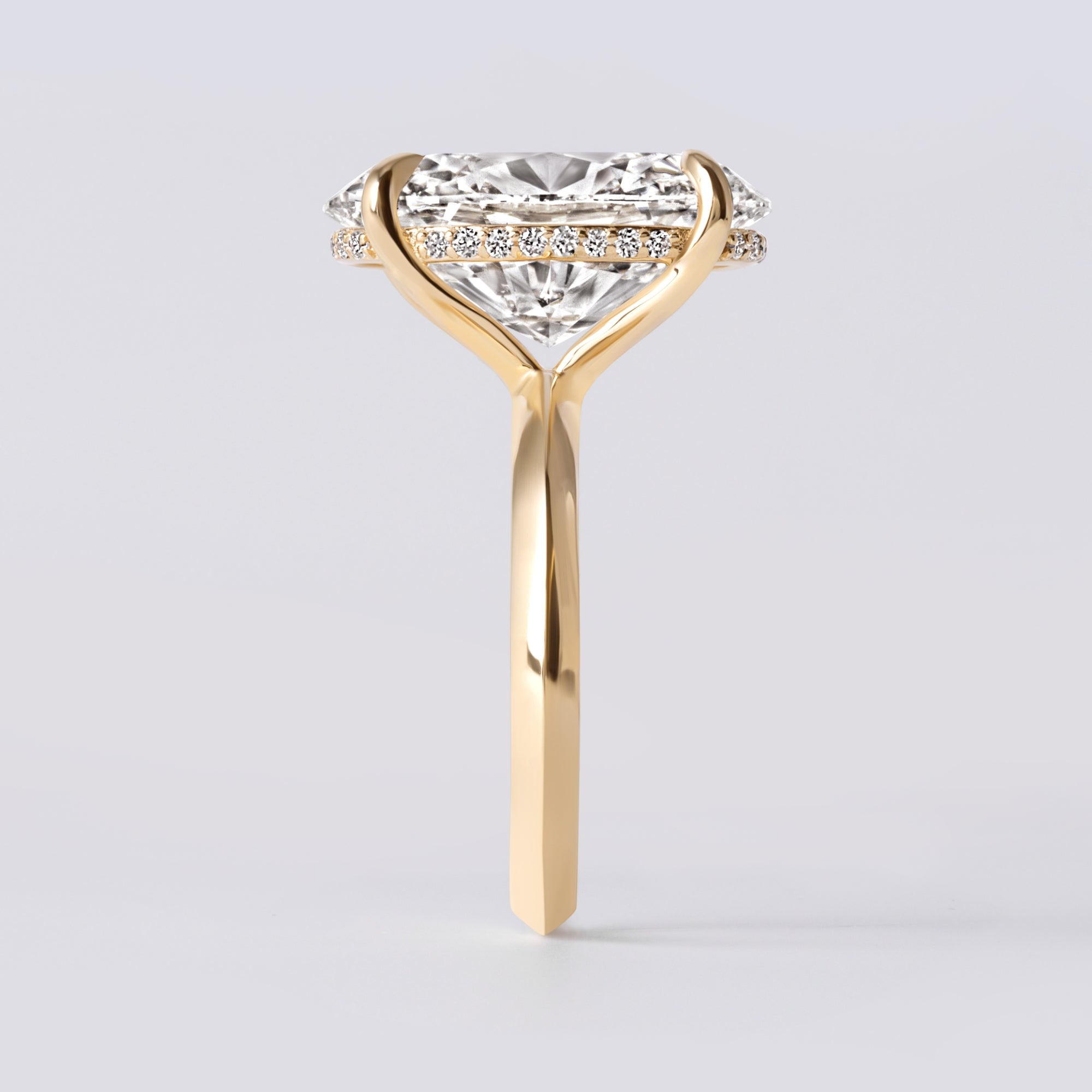 Sora 8.17CT Oval Hidden Halo Engagement Ring, Yellow Gold