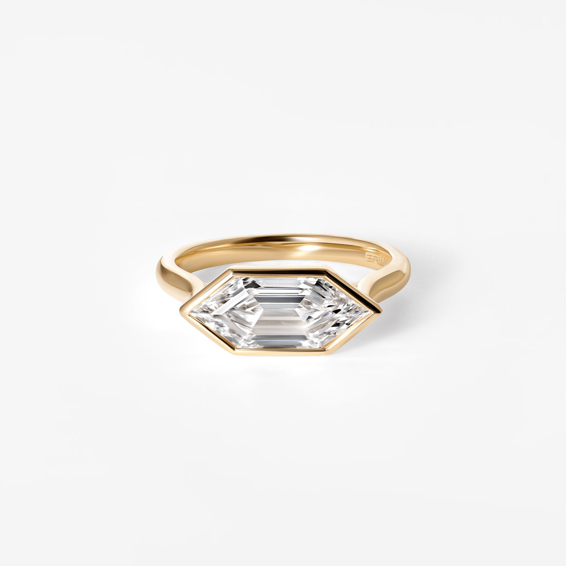 2.06CT Hexagon East West Bezel Set Engagement Ring