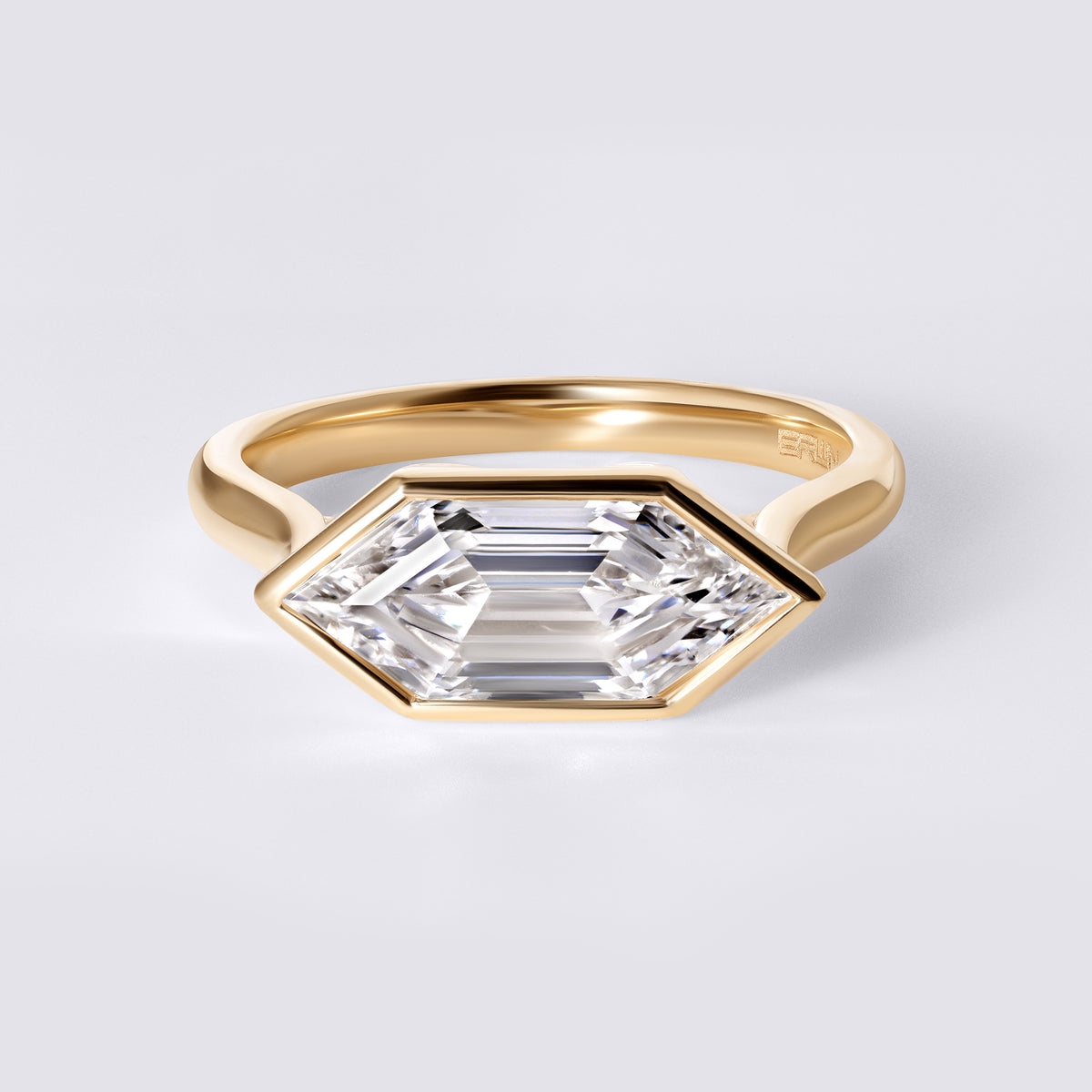 Lori 2.06 CTW Step Cut Hexagon Diamond East/West Bezel Set Engagement Ring