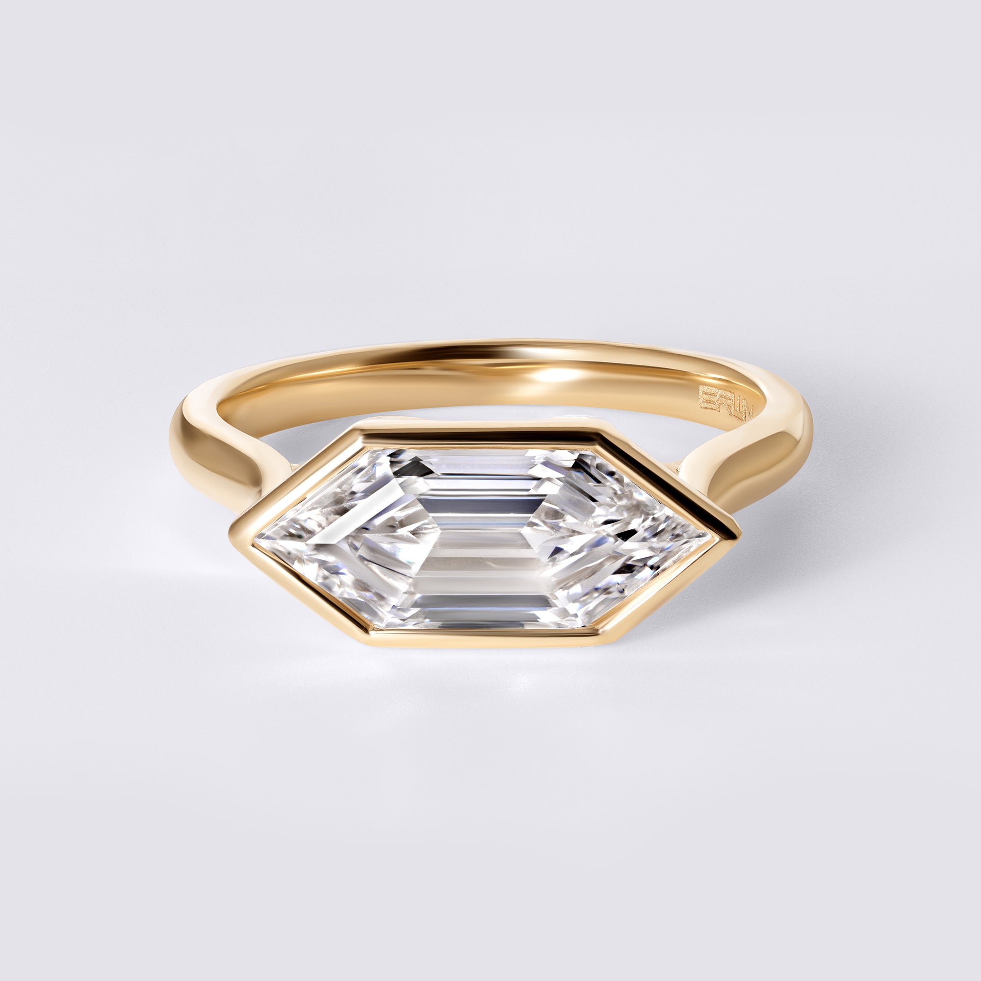 Lori 2.06 CTW Step Cut Hexagon Diamond East/West Bezel Set Engagement Ring