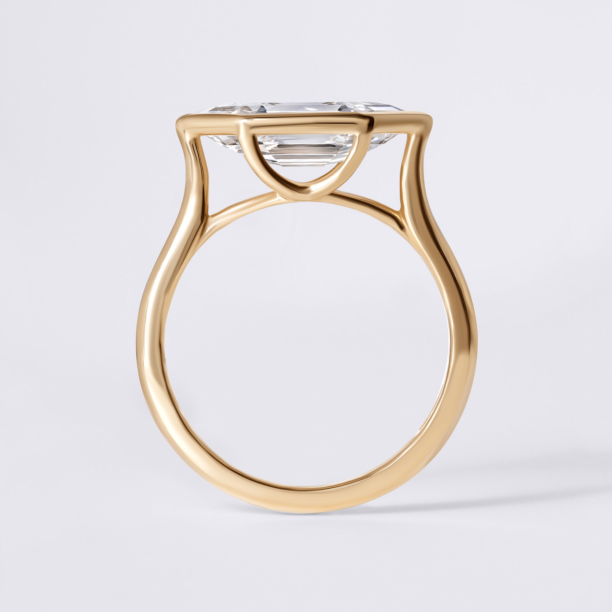 Lori 2.06 CTW Step Cut Hexagon Diamond East/West Bezel Set Engagement Ring