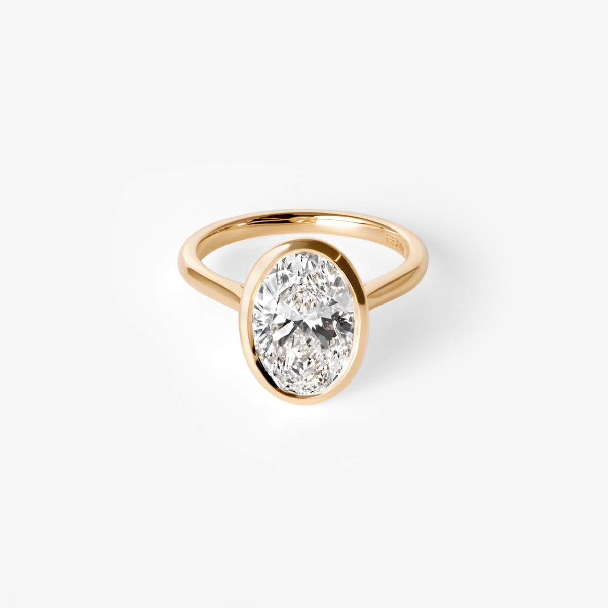 3.00CT Oval Bezel Set Engagement Ring