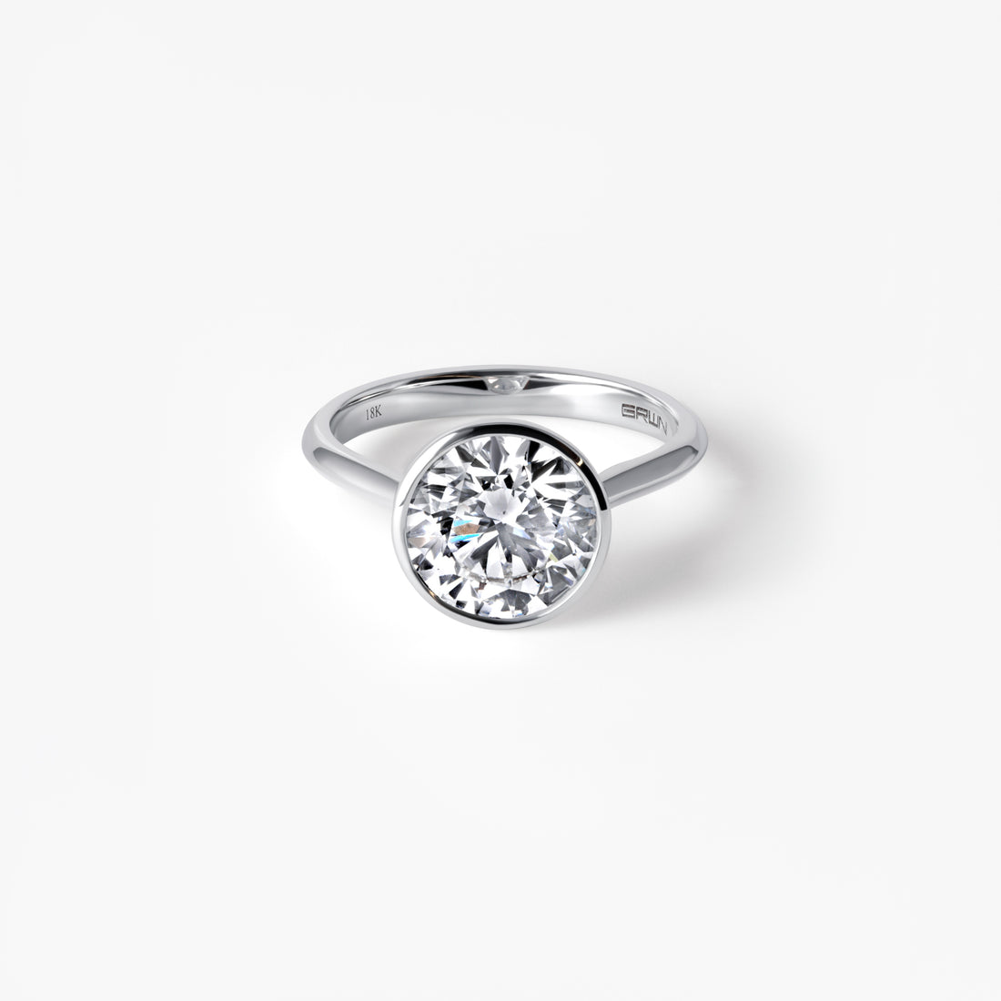 3.04CT Round Bezel Set Engagement Ring