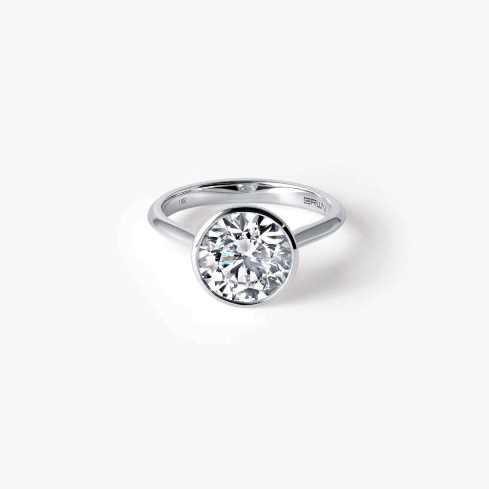 3.04CT Round Bezel Set Engagement Ring