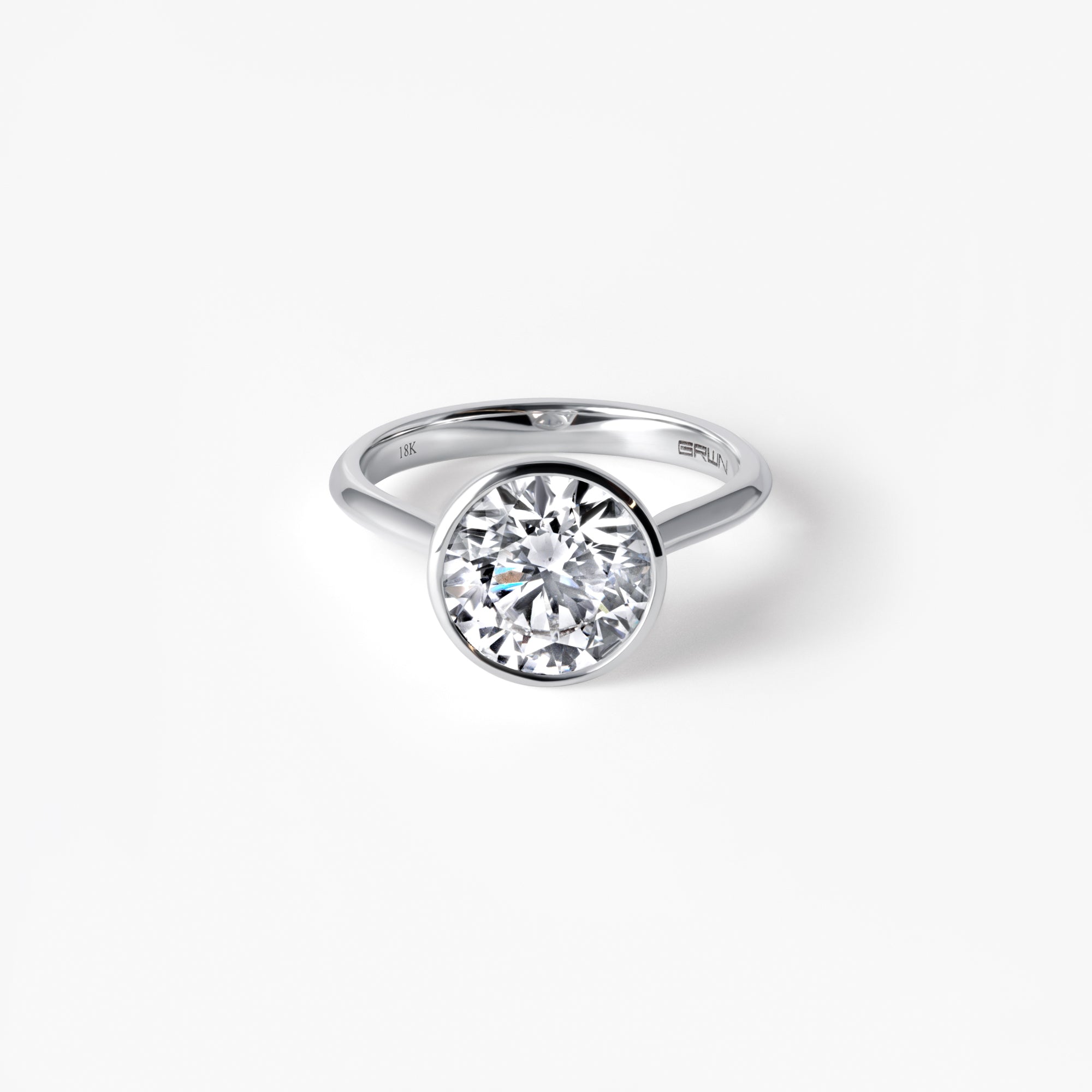 3.04CT Round Bezel Set Engagement Ring