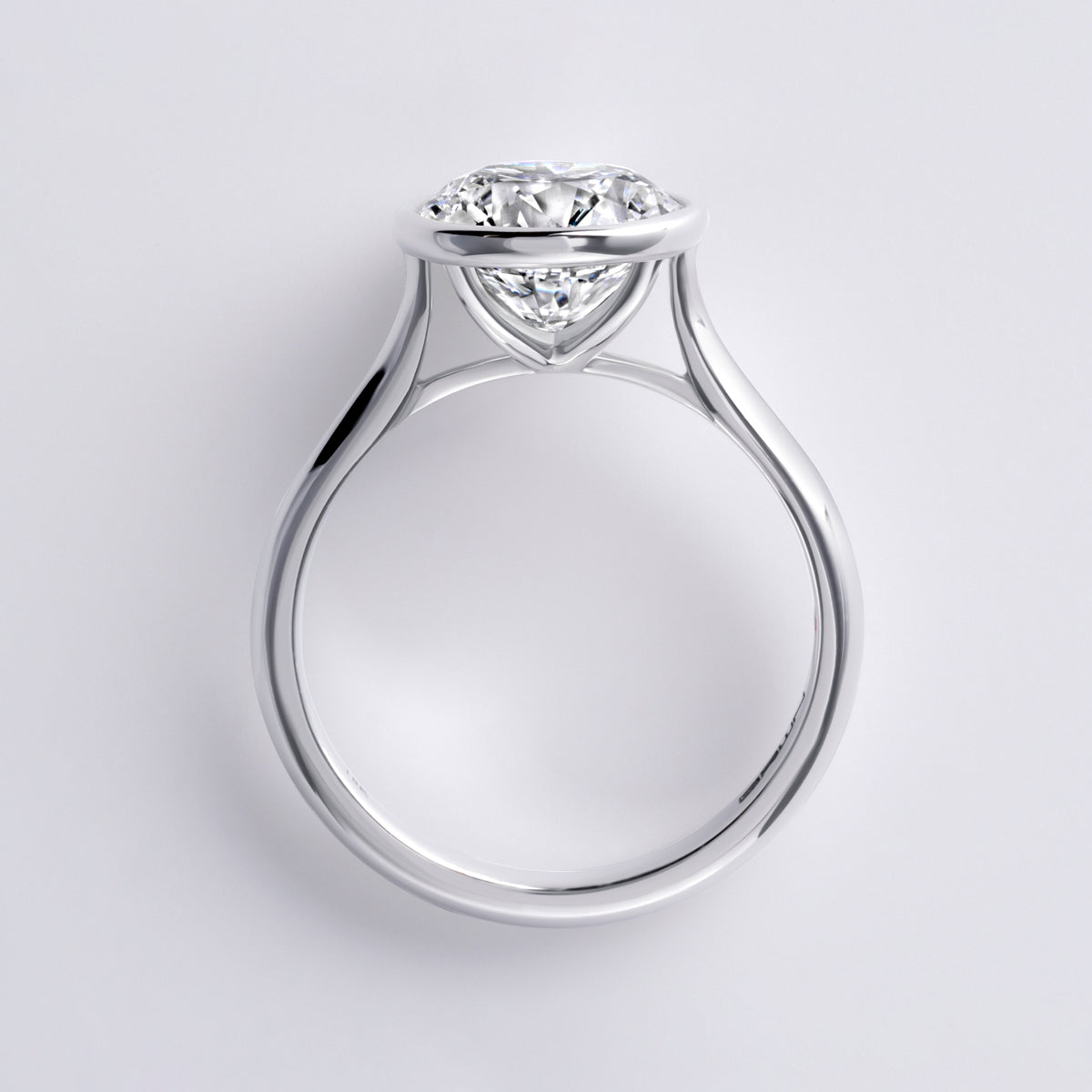 Oura 3.04CT Round Bezel Set Engagement Ring, White Gold