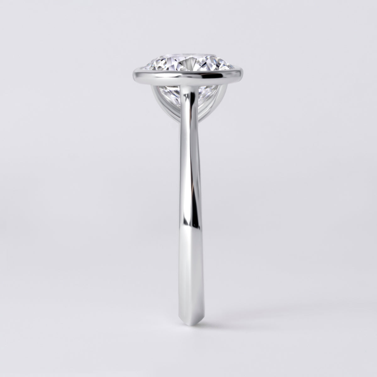 Oura 3.04CT Round Bezel Set Engagement Ring, White Gold