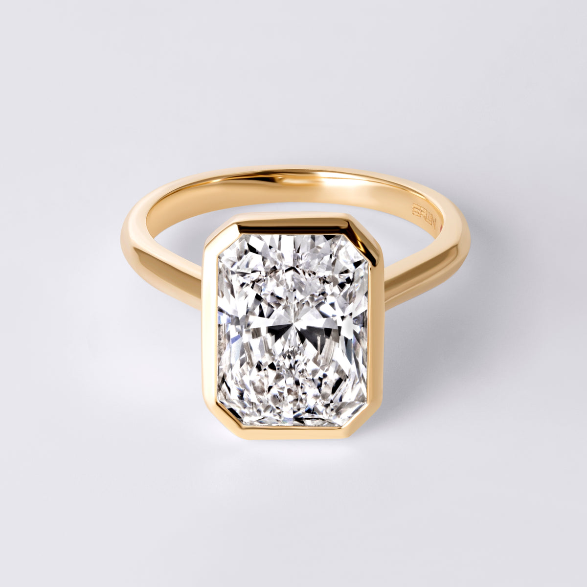 Oura 4.18CT Radiant Bezel Set Engagement Ring, Yellow Gold