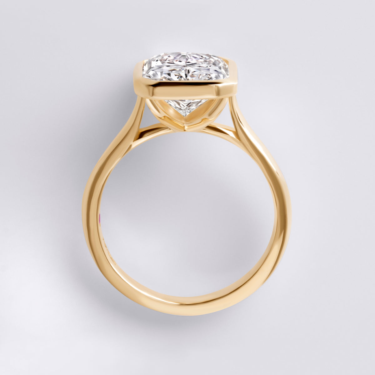 Oura 4.18CT Radiant Bezel Set Engagement Ring, Yellow Gold