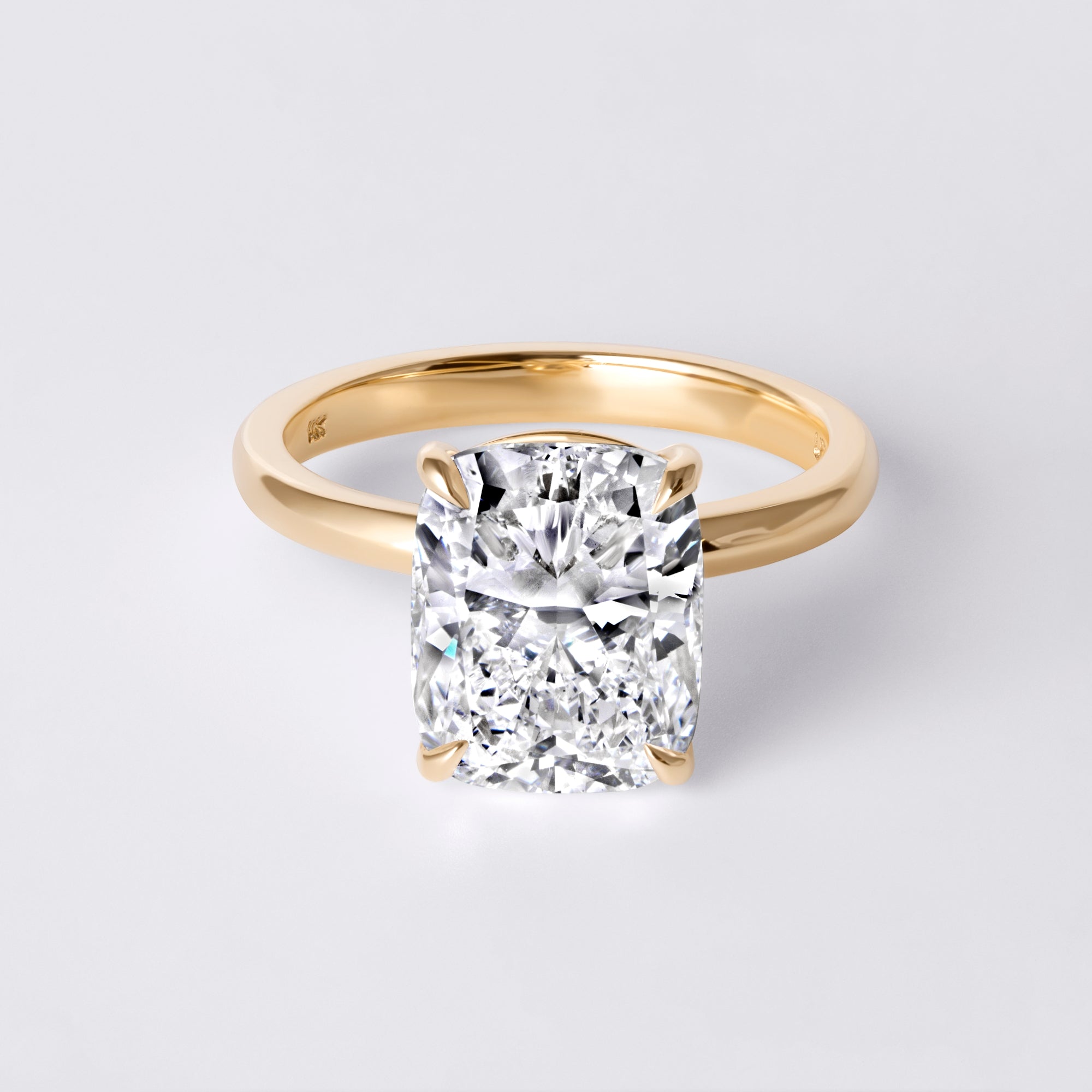 Mira 4.02CT Cushion Solitaire Engagement Ring, Yellow Gold