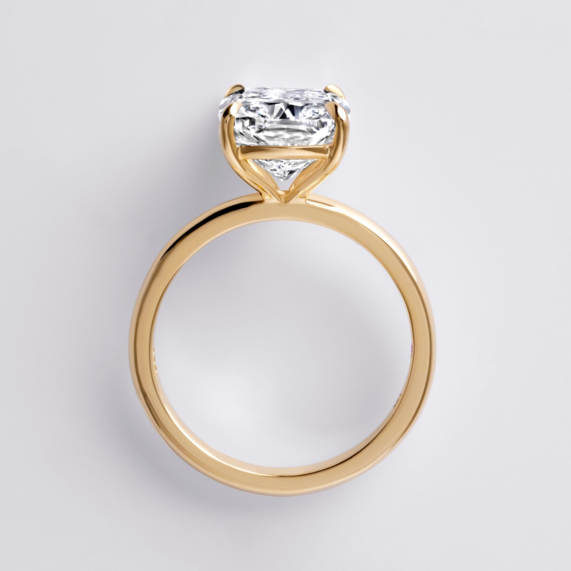 Mira 4.02CT Cushion Solitaire Engagement Ring, Yellow Gold