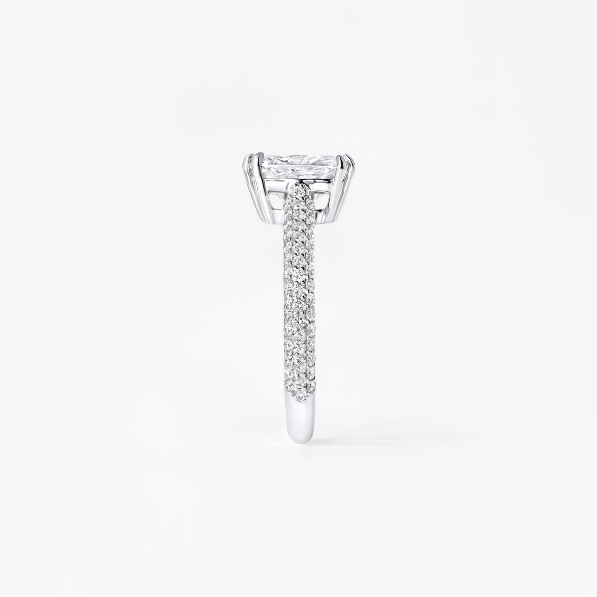 2.03CT Elongated Cushion Triple Row Pavé Engagement Ring