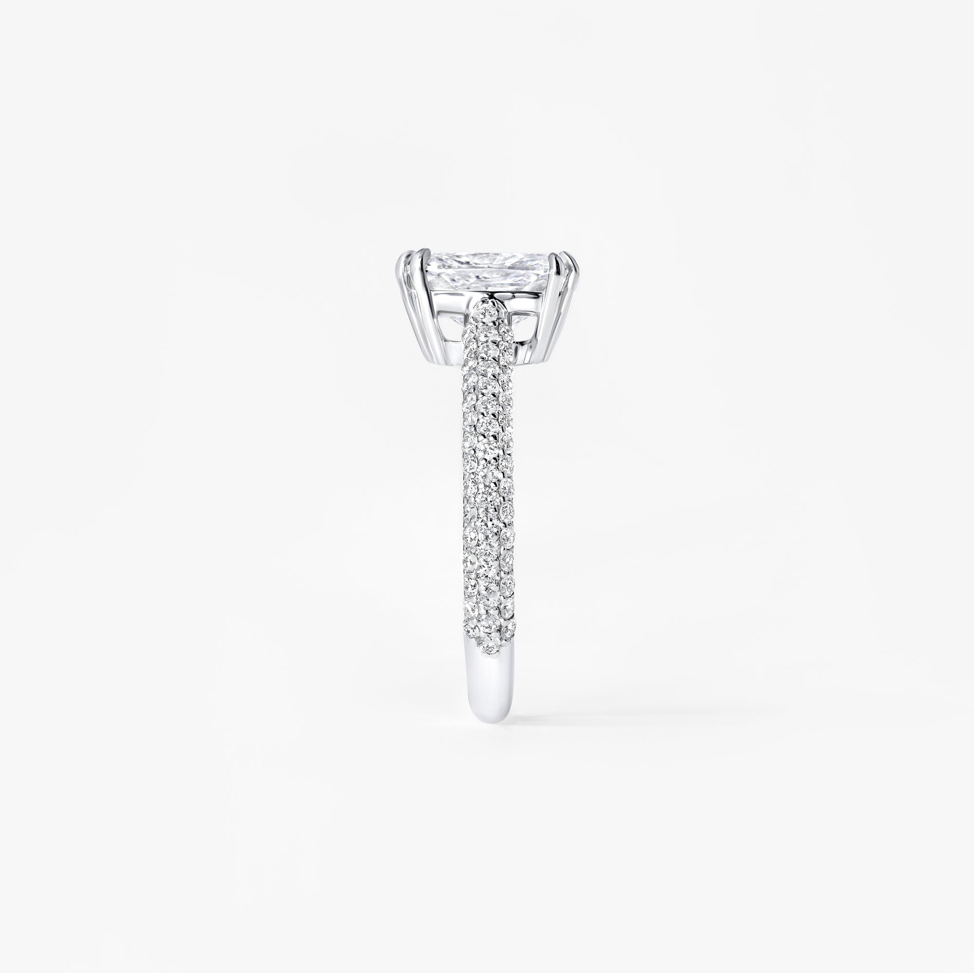 2.03CT Elongated Cushion Triple Row Pavé Engagement Ring