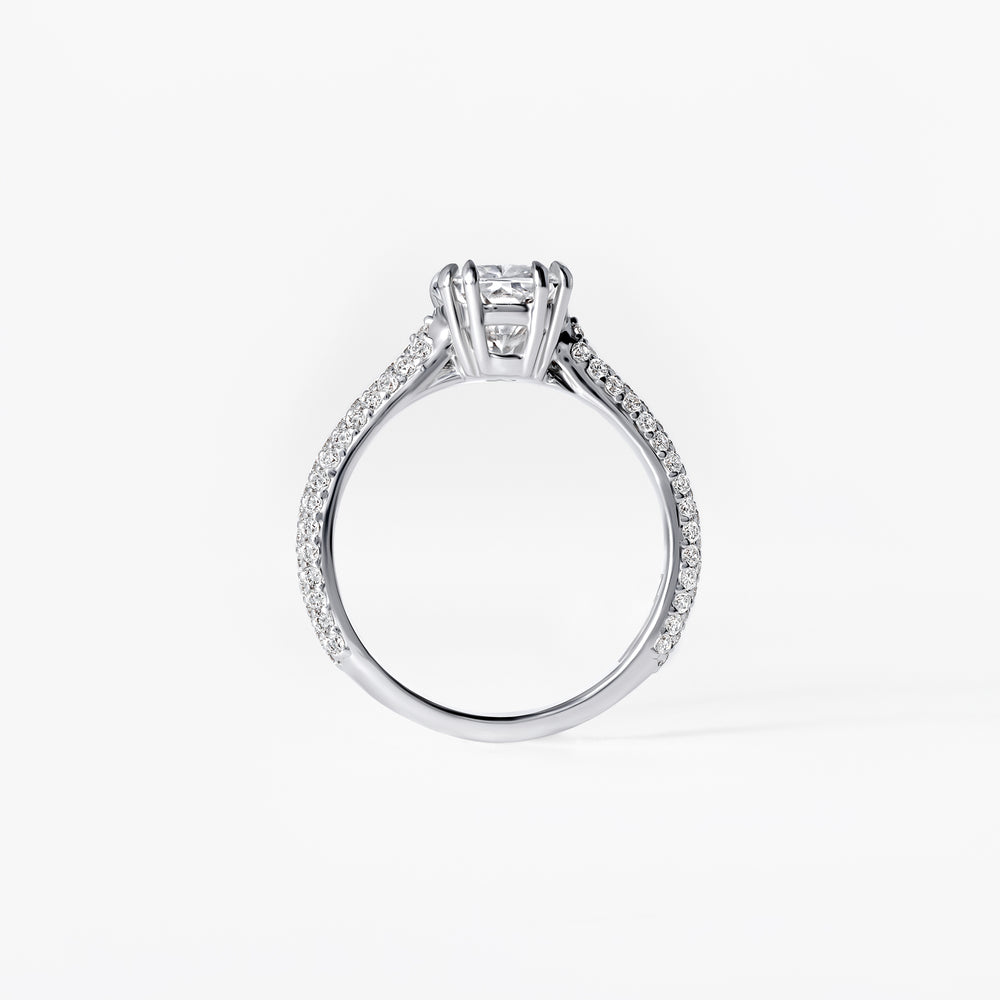 2.03CT Elongated Cushion Triple Row Pavé Engagement Ring