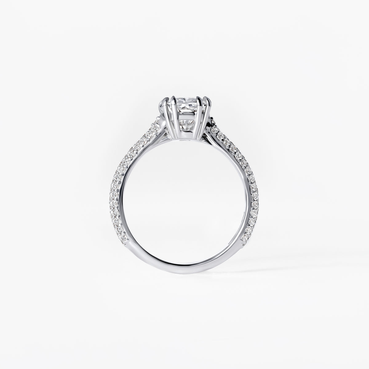 2.03CT Elongated Cushion Triple Row Pavé Engagement Ring