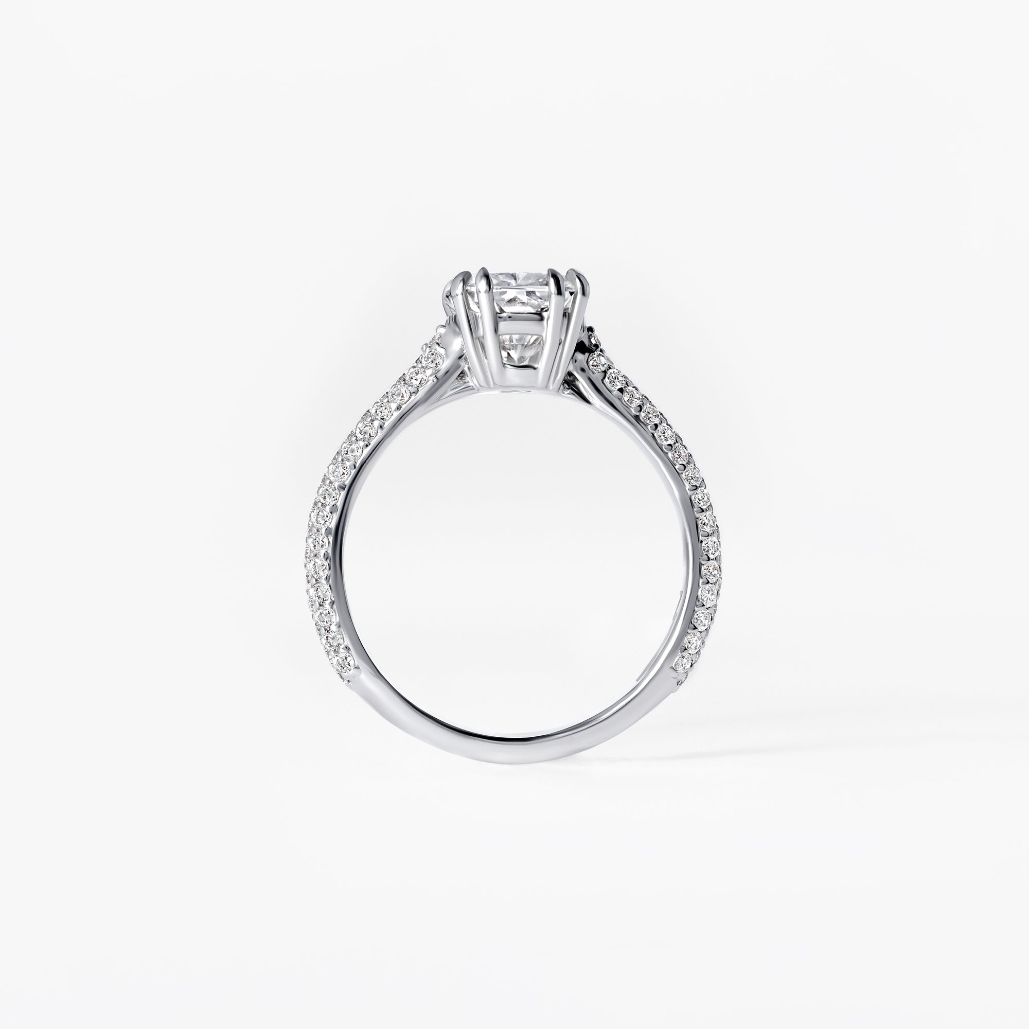 2.03CT Elongated Cushion Triple Row Pavé Engagement Ring