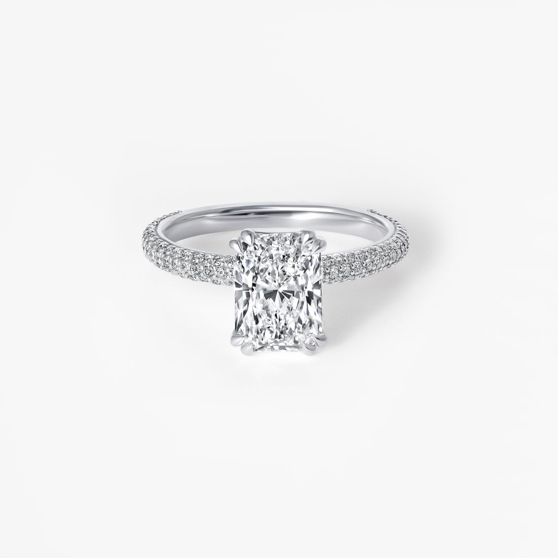 2.03CT Elongated Cushion Triple Row Pavé Engagement Ring
