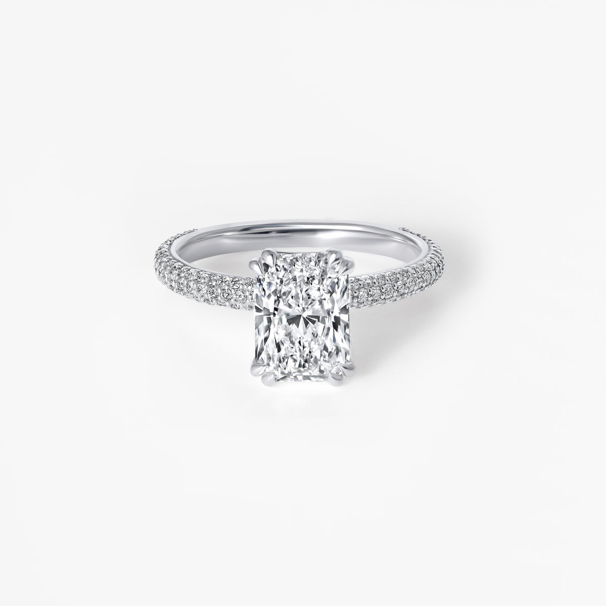 2.03CT Elongated Cushion Triple Row Pavé Engagement Ring