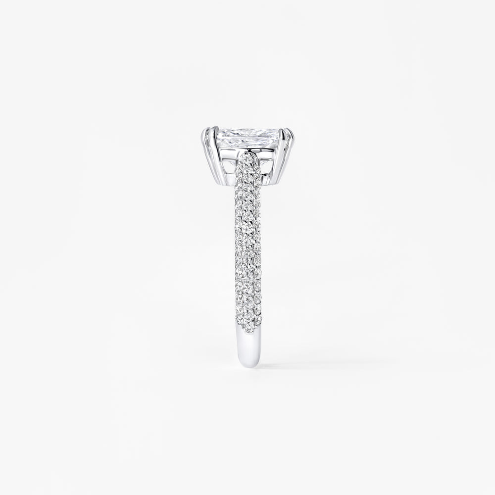 2.03CT Elongated Cushion Triple Row Pavé Engagement Ring