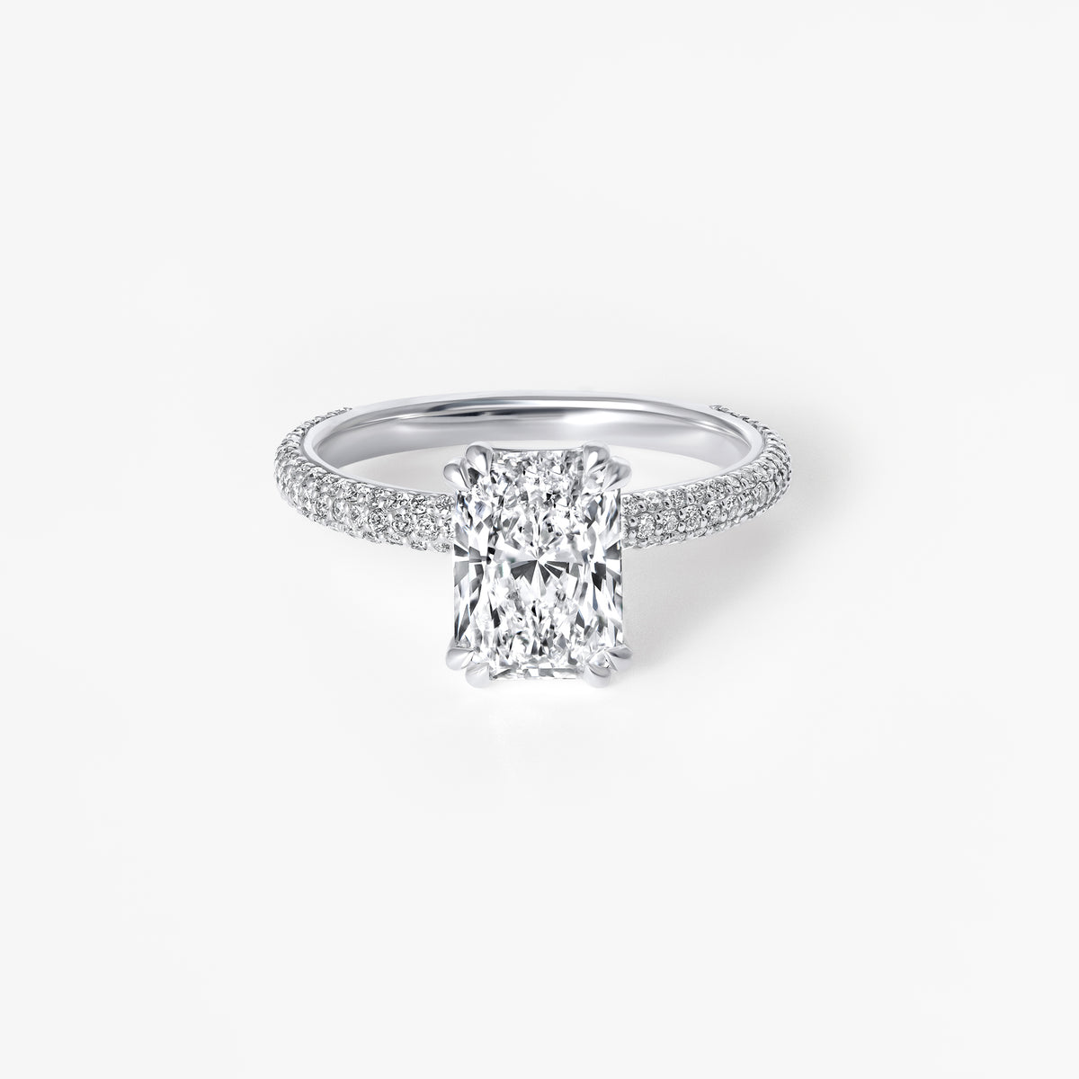 2.03CT Radiant Triple Row Pavé Engagement Ring