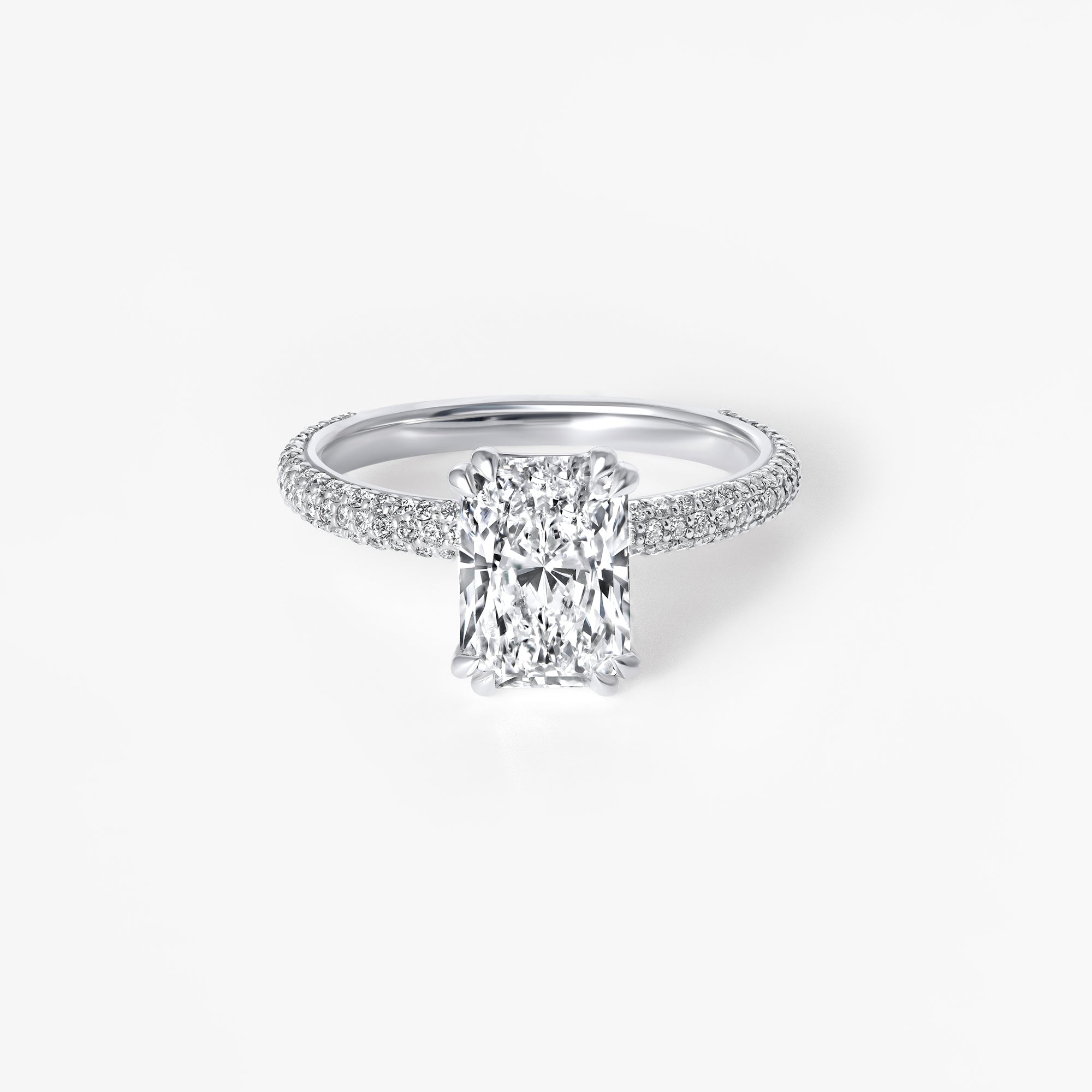 2.03CT Radiant Triple Row Pavé Engagement Ring