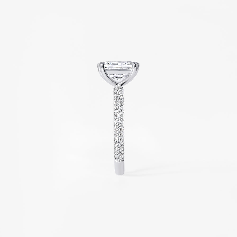 2.03CT Radiant Triple Row Pavé Engagement Ring