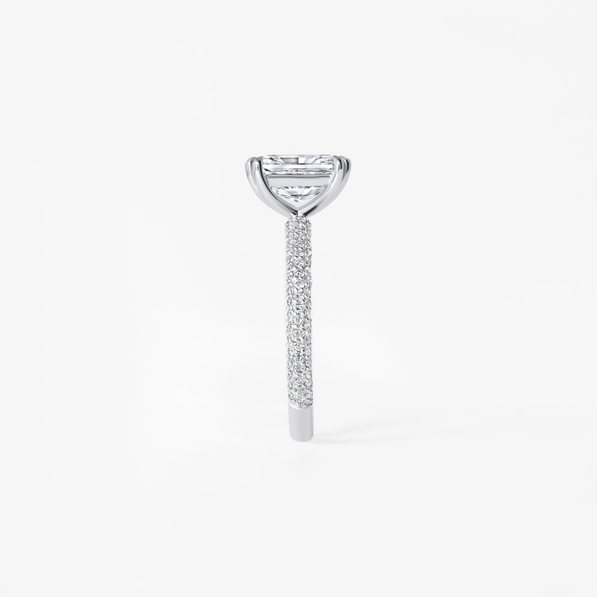 2.03CT Radiant Triple Row Pavé Engagement Ring