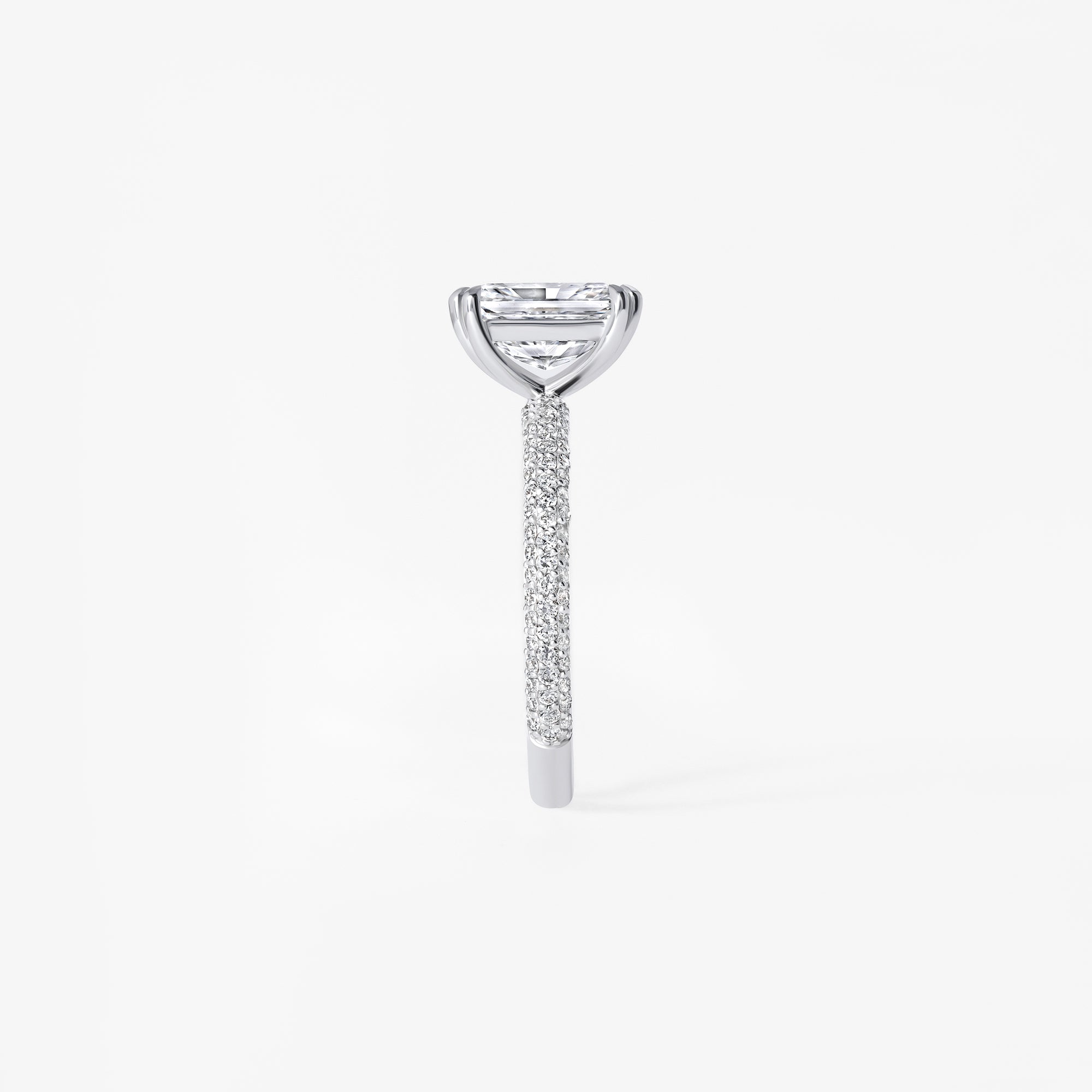 2.03CT Radiant Triple Row Pavé Engagement Ring