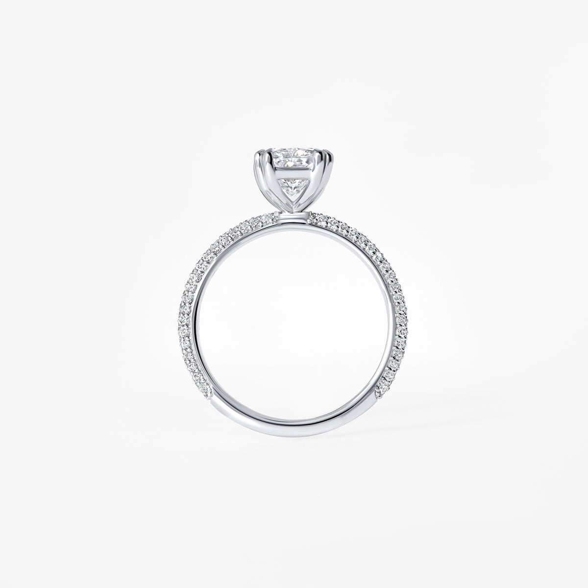 2.03CT Radiant Triple Row Pavé Engagement Ring