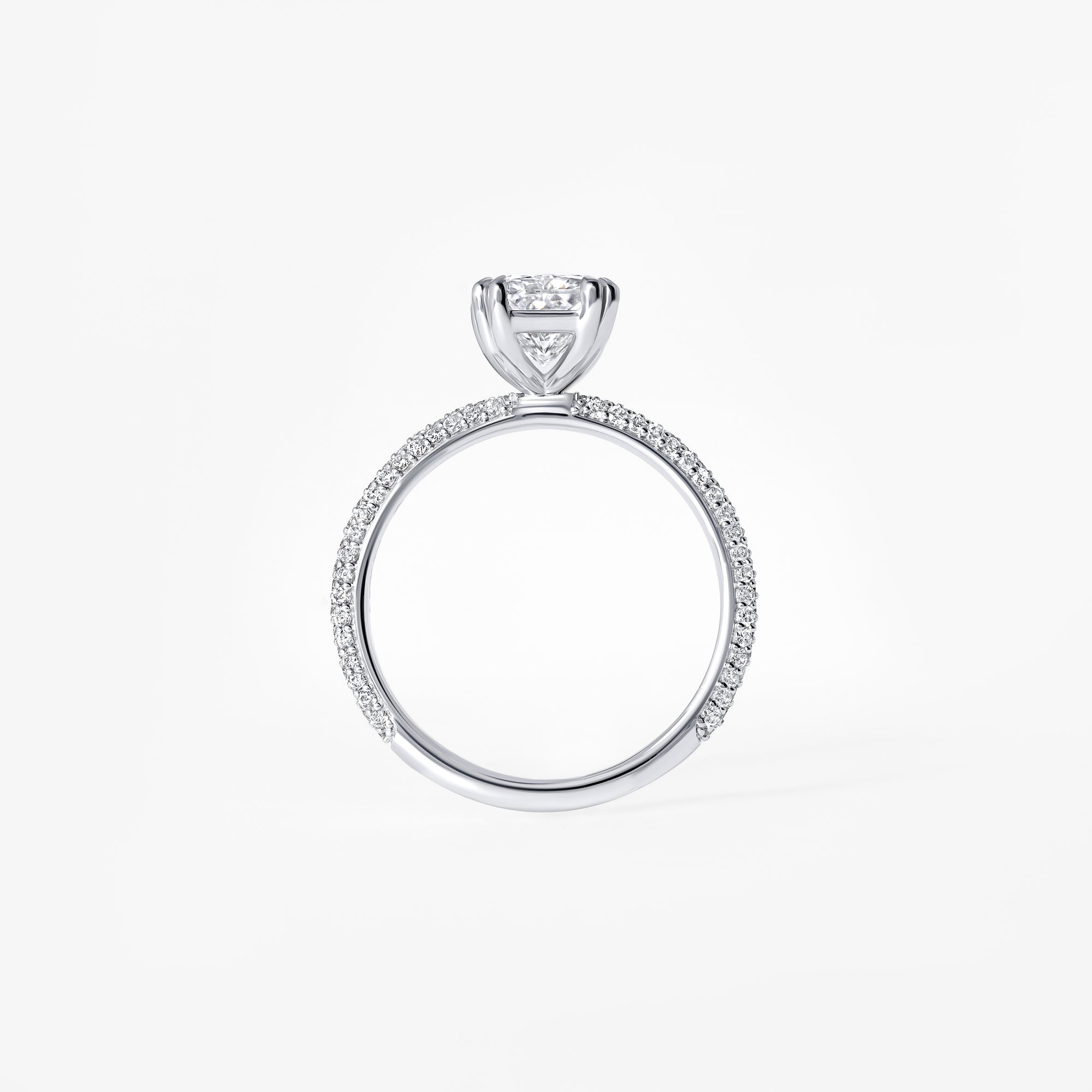 2.03CT Radiant Triple Row Pavé Engagement Ring