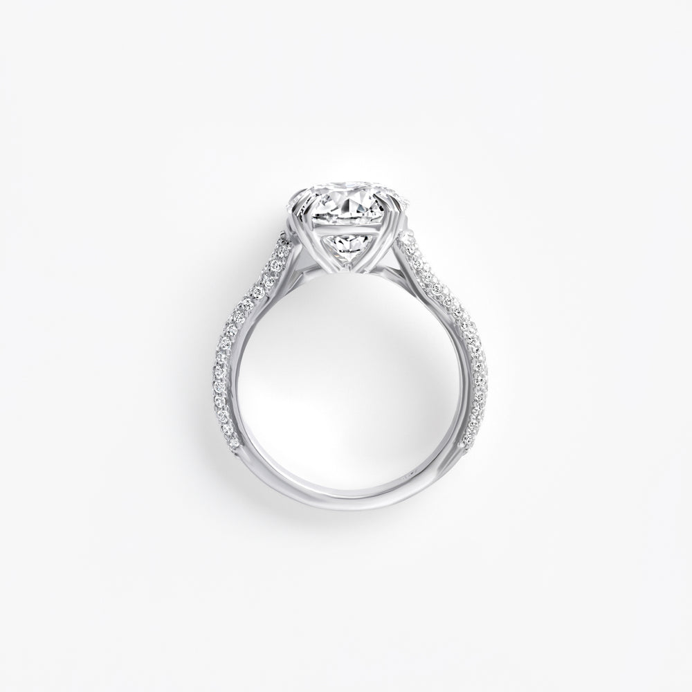 3.07CT Round Triple Row Pavé Engagement Ring