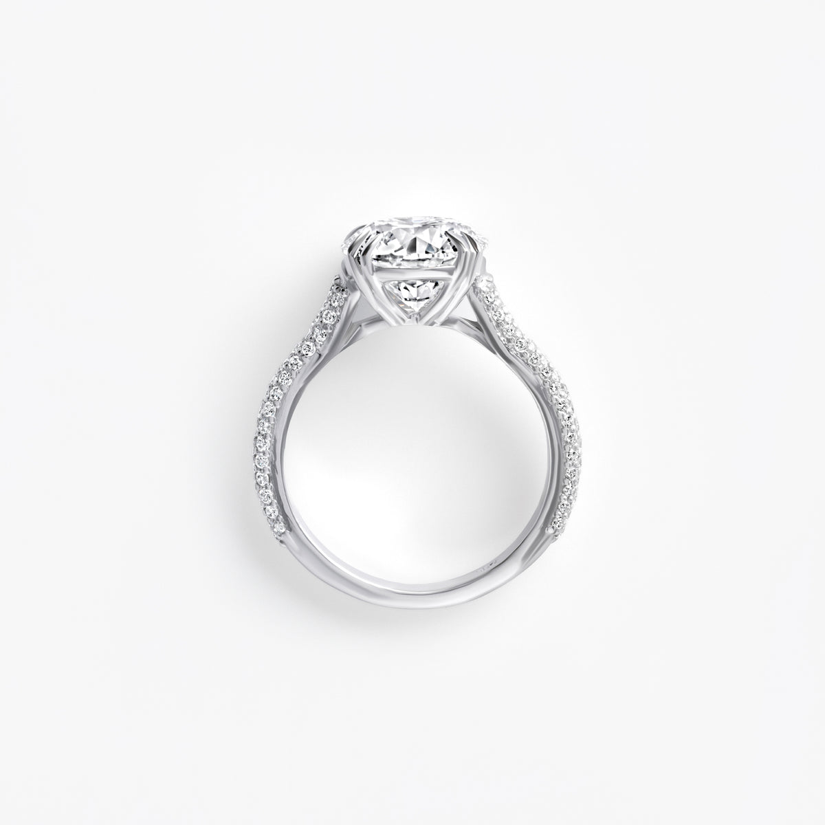 3.07CT Round Triple Row Pavé Engagement Ring
