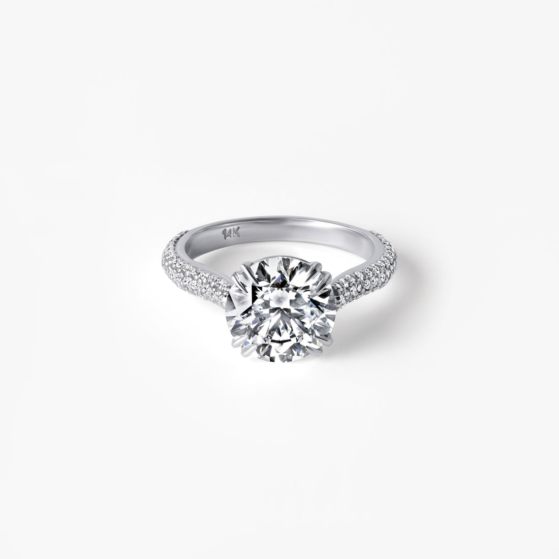 3.07CT Round Triple Row Pavé Engagement Ring