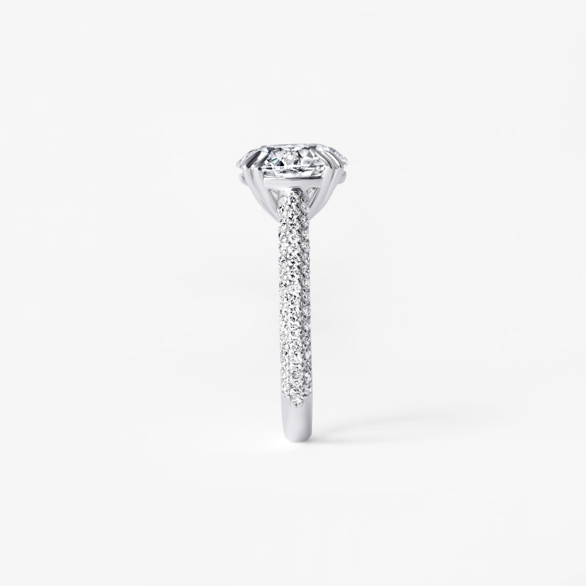 3.07CT Round Triple Row Pavé Engagement Ring