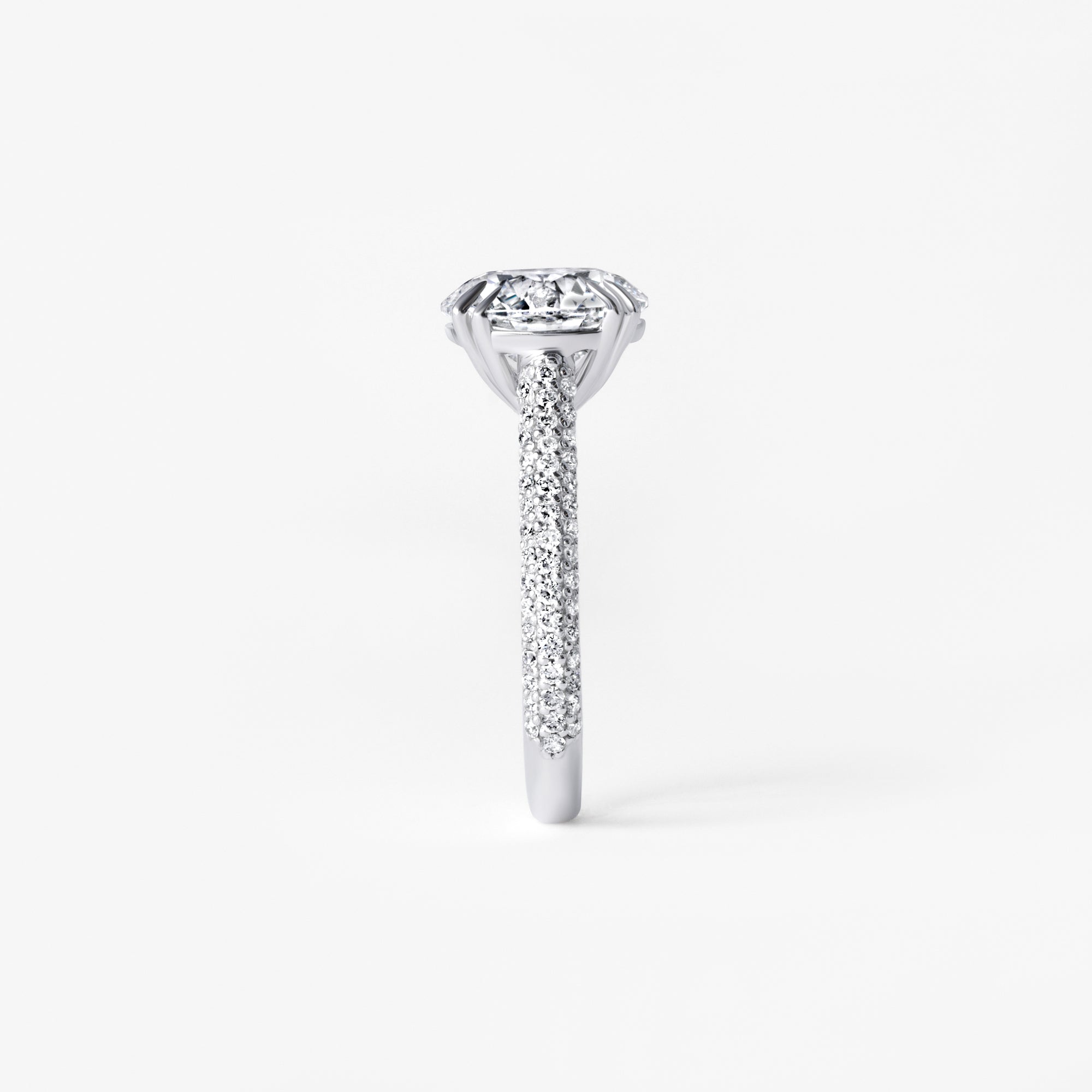 3.07CT Round Triple Row Pavé Engagement Ring