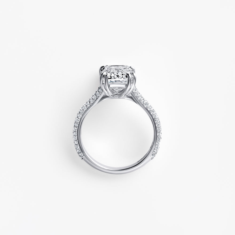 4.42CT Emerald Triple Row Pavé Engagement Ring
