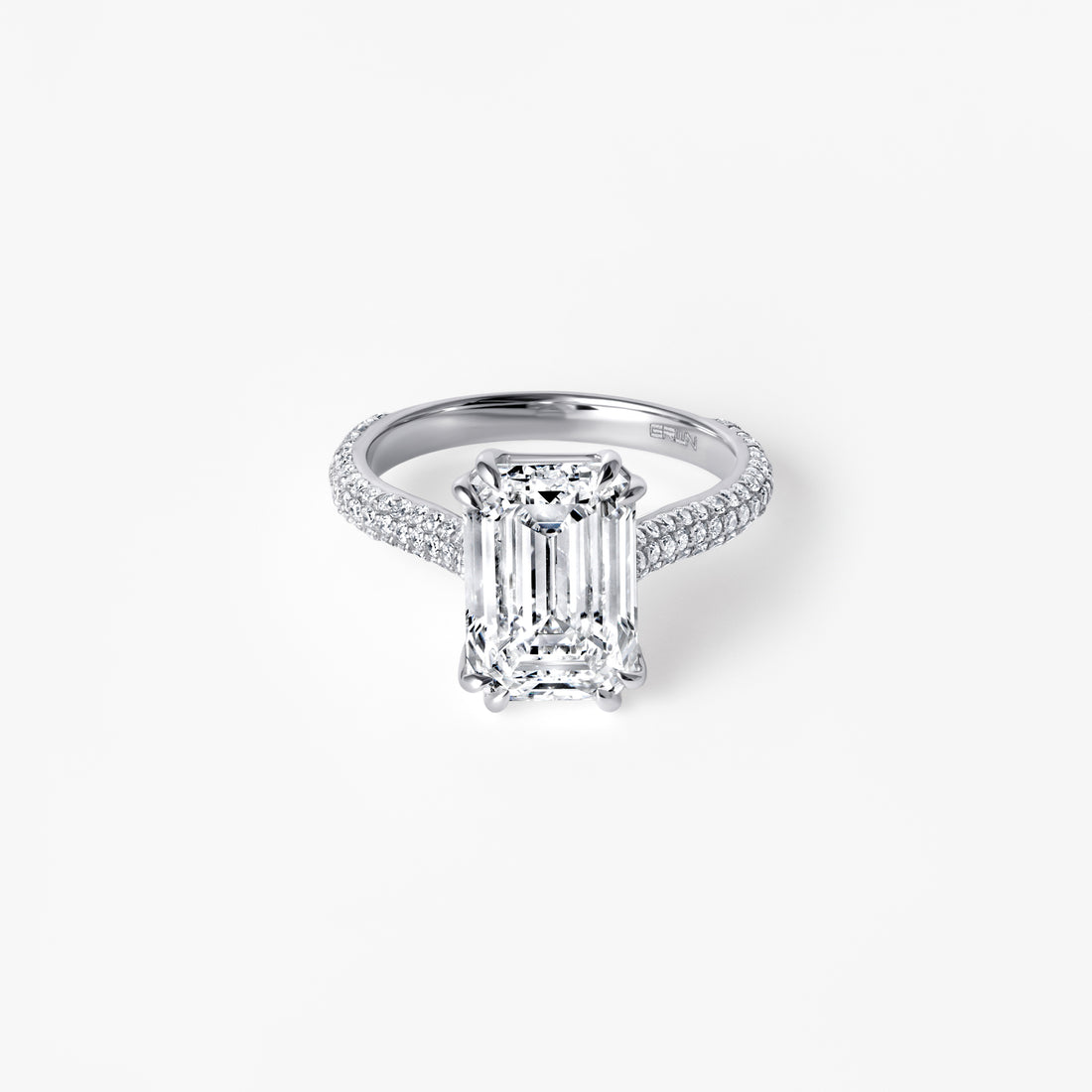 4.42CT Emerald Triple Row Pavé Engagement Ring